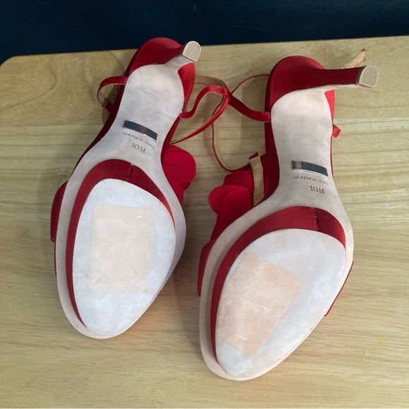 Badgley Mischka “Randee” Red Satin Stiletto Heel Shoe - Picture 7 of 9